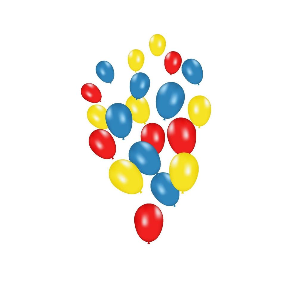 Composición de color de globos realistas vectoriales aislados sobre fondo blanco. globos aislados. para tarjetas de felicitación de cumpleaños u otros diseños vector