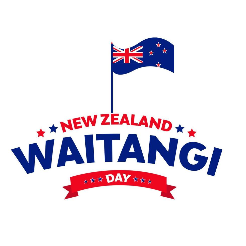 New Zealand Waitangi Day with flag greeting card 2058811 Vector Art at
