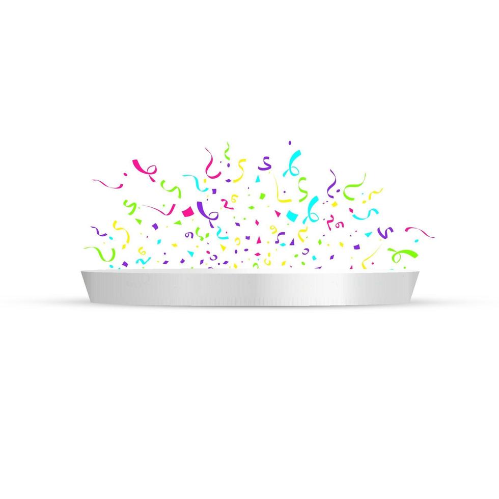 Lots of colorful tiny confetti and ribbons on white background. Festive event and party vector