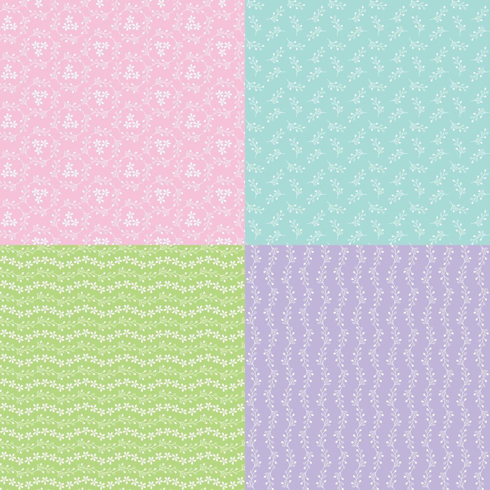 seamless pastel floral patterns vector
