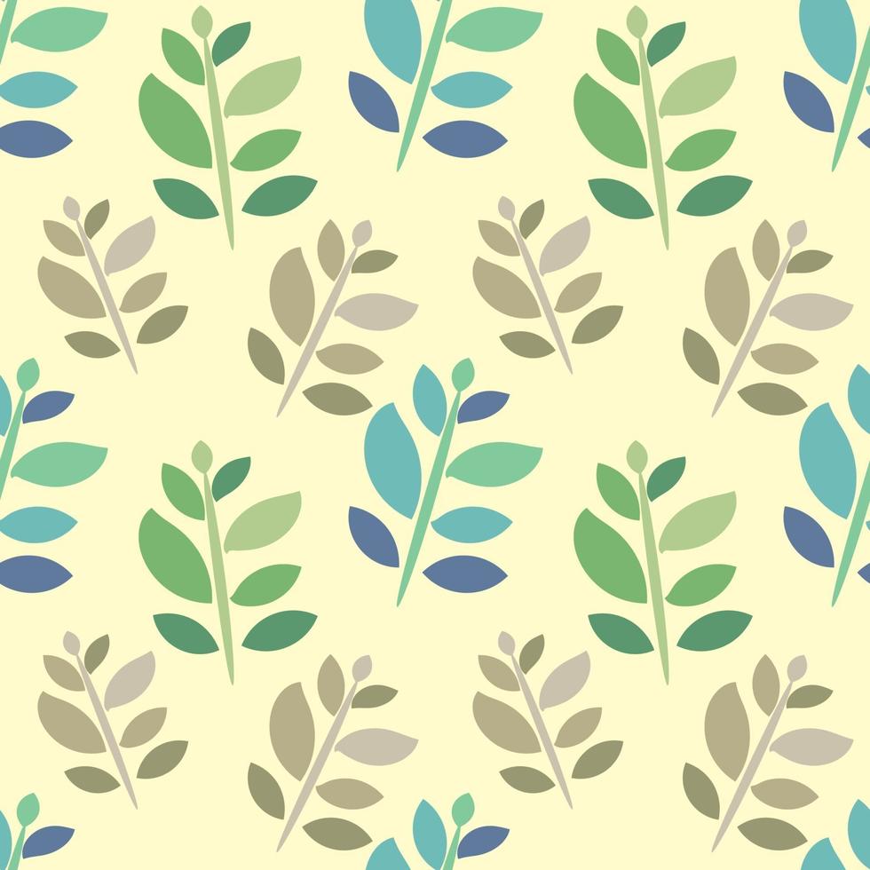 leaves on the stem seamless pattern illustration vector