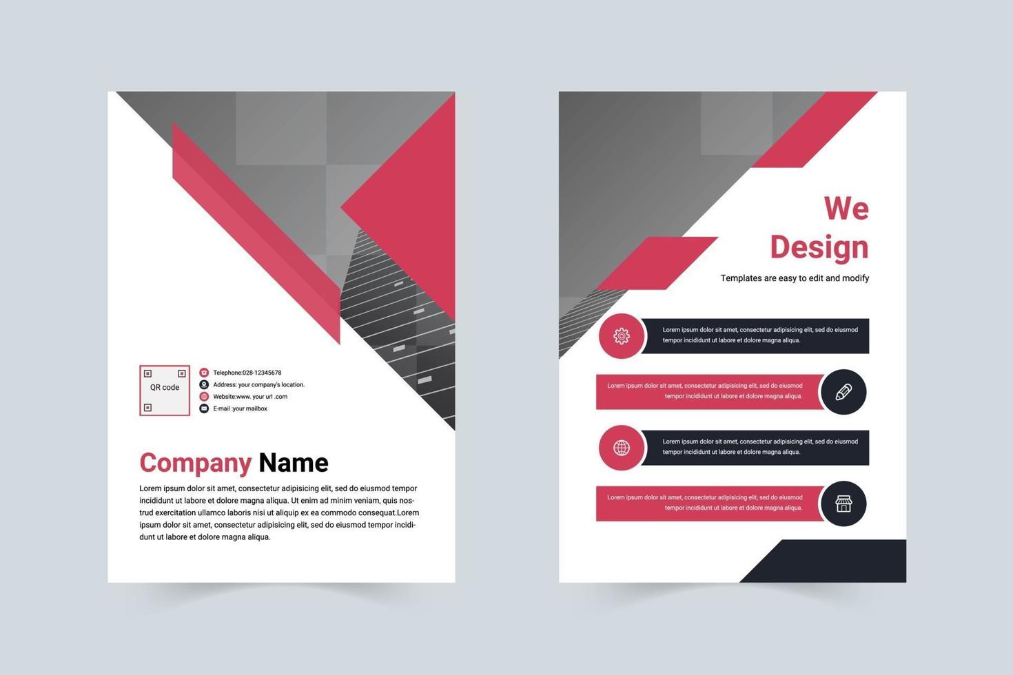 Simple style company planning leaflets vector