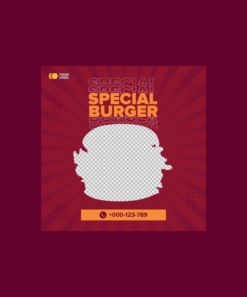 SPECIAL BURGER SOCIAL MEDIA POST LAYOUT TEMPLATE vector