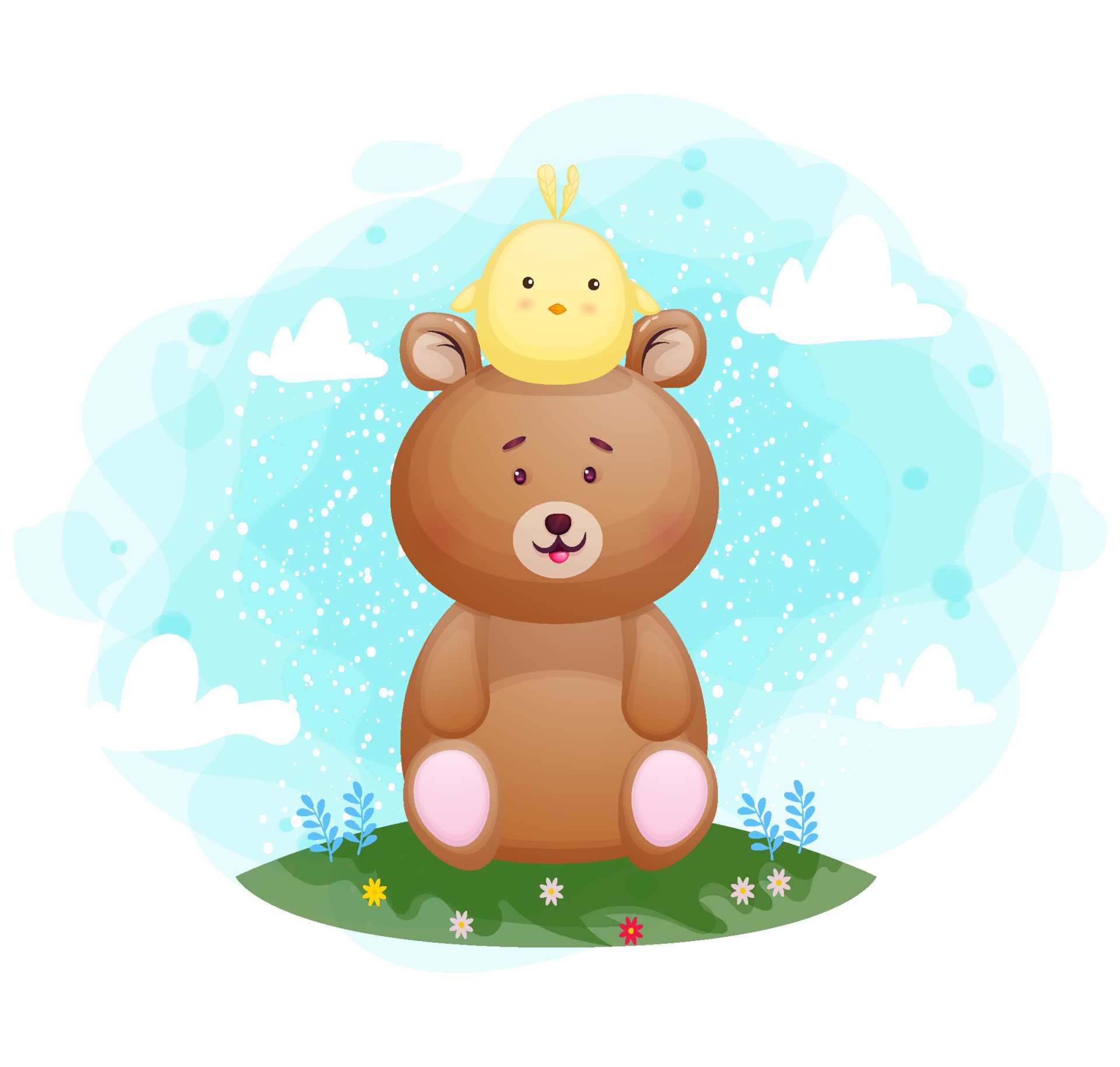 Cute bear and chick cartoon characters 2058899 Vector Art at Vecteezy Cute bear and chick cartoon characters 2058899 Vector Art at Vecteezy