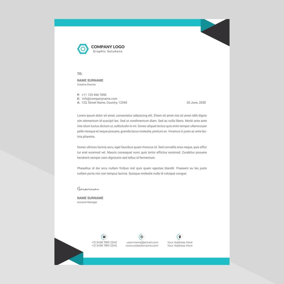 Simple business letterhead design vector