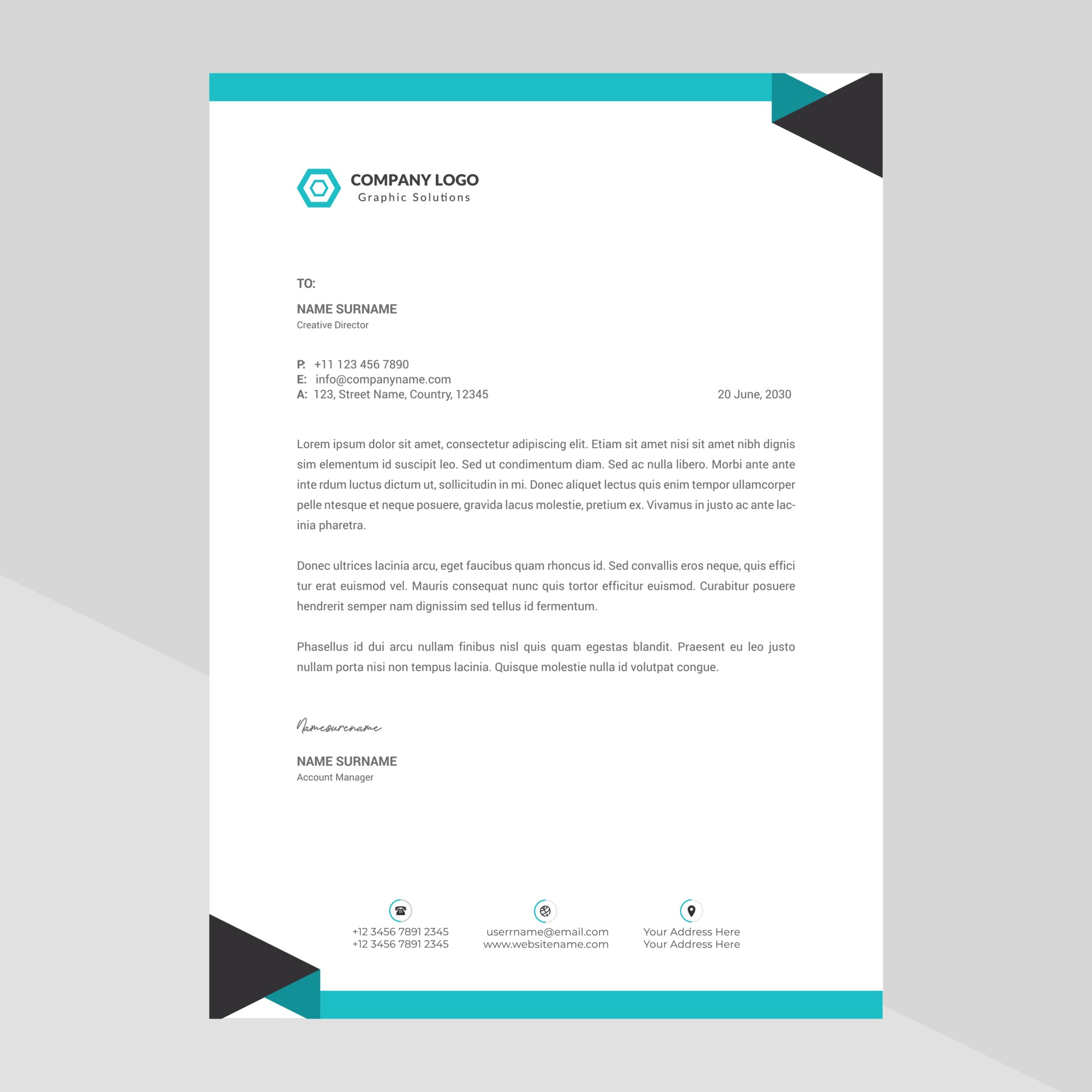 Simple business letterhead design 2058916 Vector Art at Vecteezy