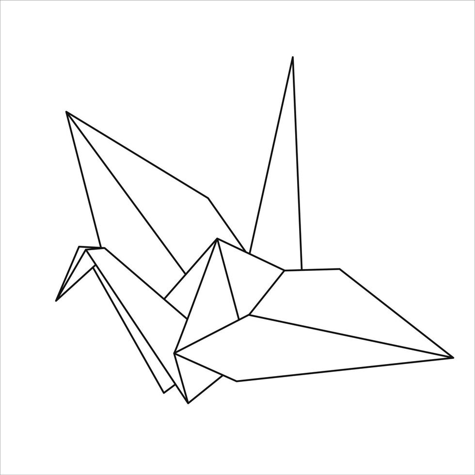Vector illustration of origami bird in outline shape.