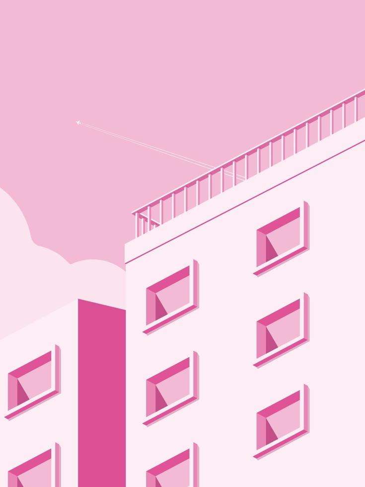 Vector illustration of architecture building in minimal style.