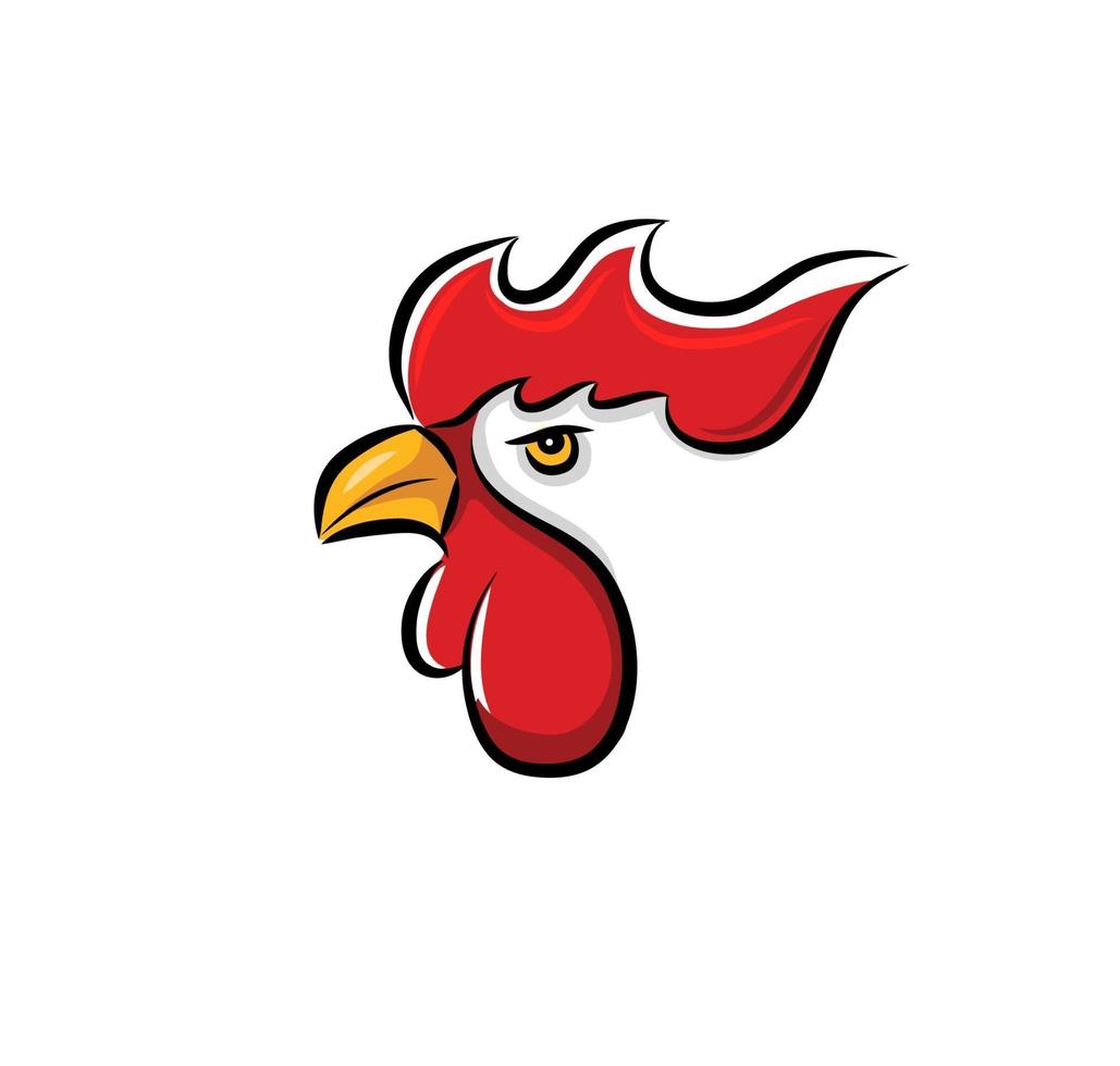 chicken Rooster head mascot  isolated on white background vector