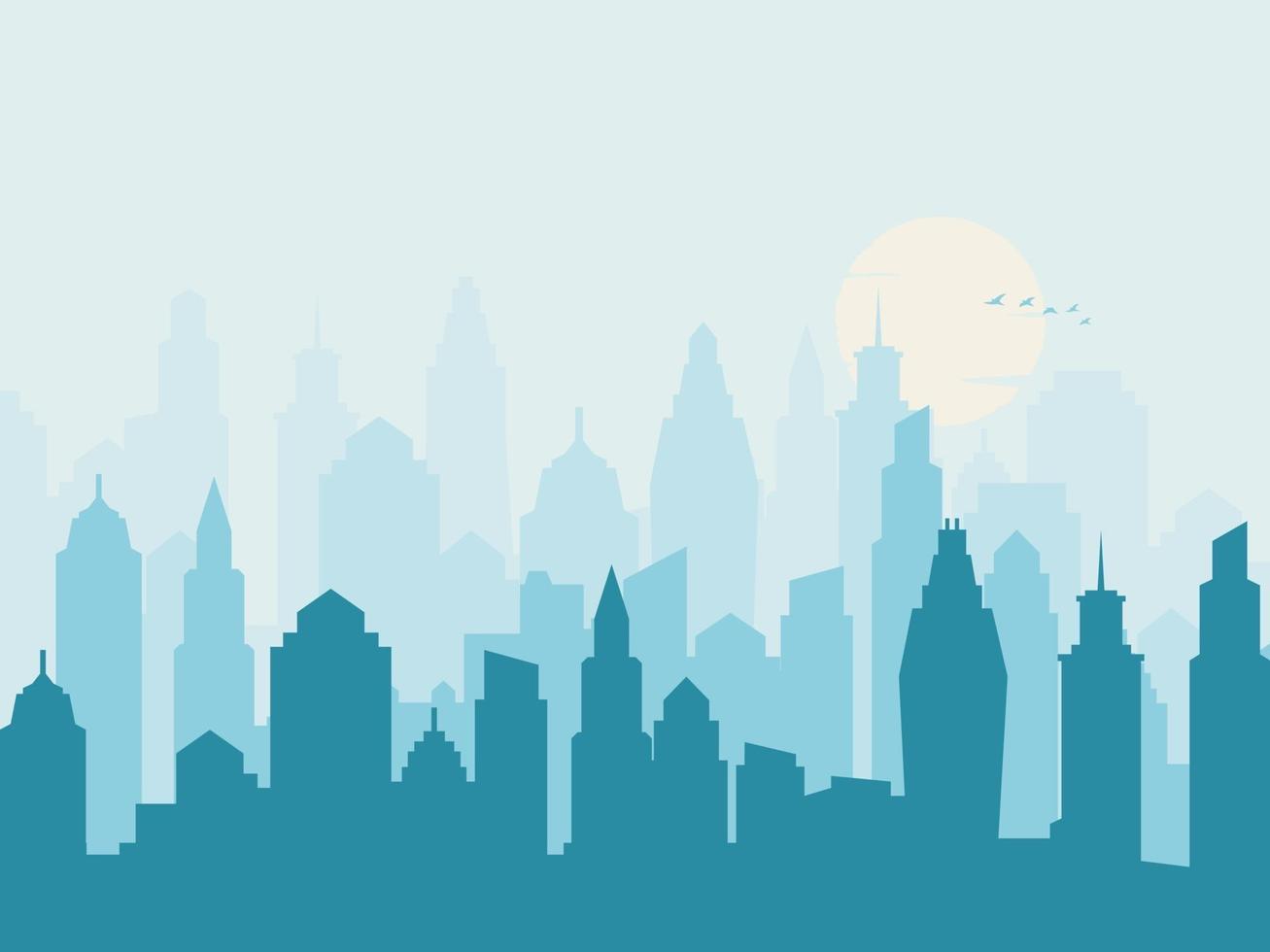 silueta de edificios rascacielos, horizonte de la ciudad, ilustración vectorial. vector