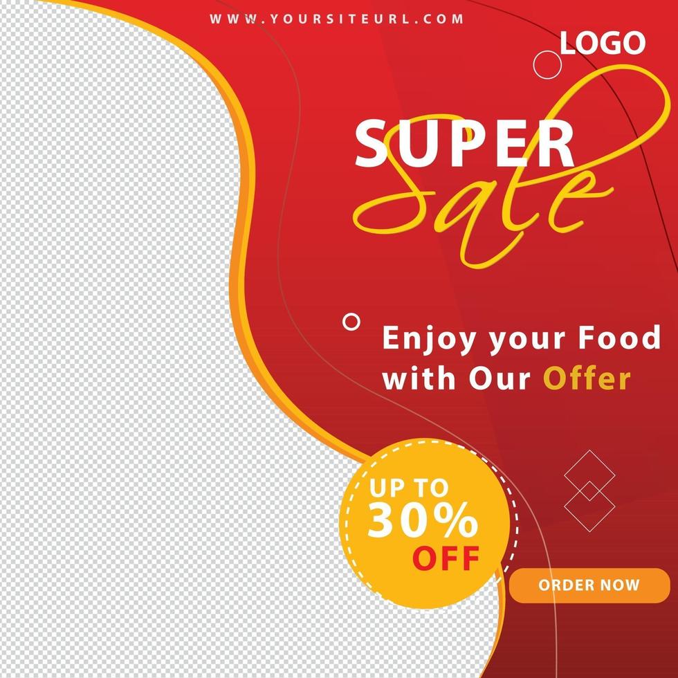 Banner de venta de alimentos para portada, publicación y publicidad web en redes sociales. vector
