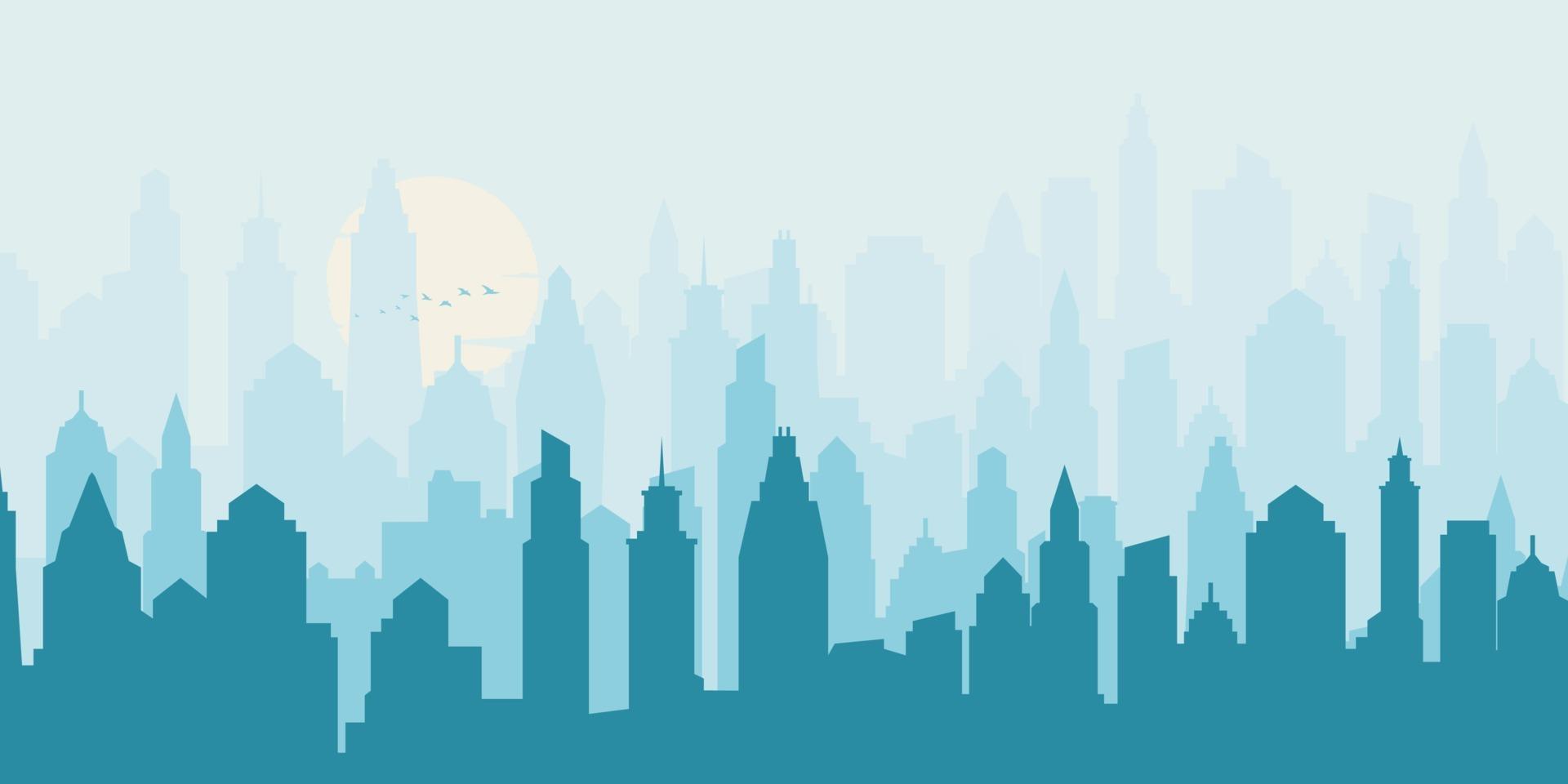 Silhouette of skyscraper buildings, city skyline, Vector illustration.