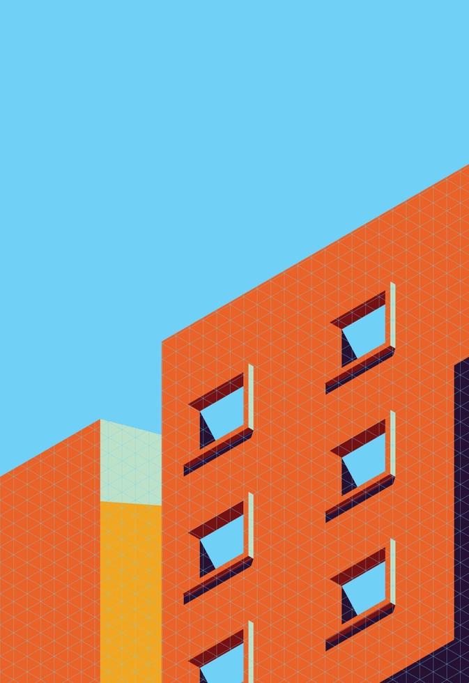 Ilustración de vector de edificio de arquitectura en estilo minimalista.