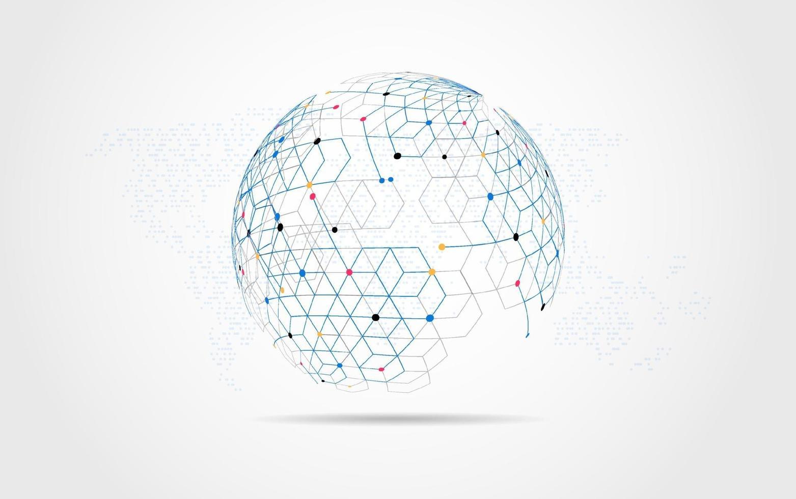 conexión de red global. concepto de composición de puntos y líneas del mapa mundial de negocios globales. ilustración vectorial vector