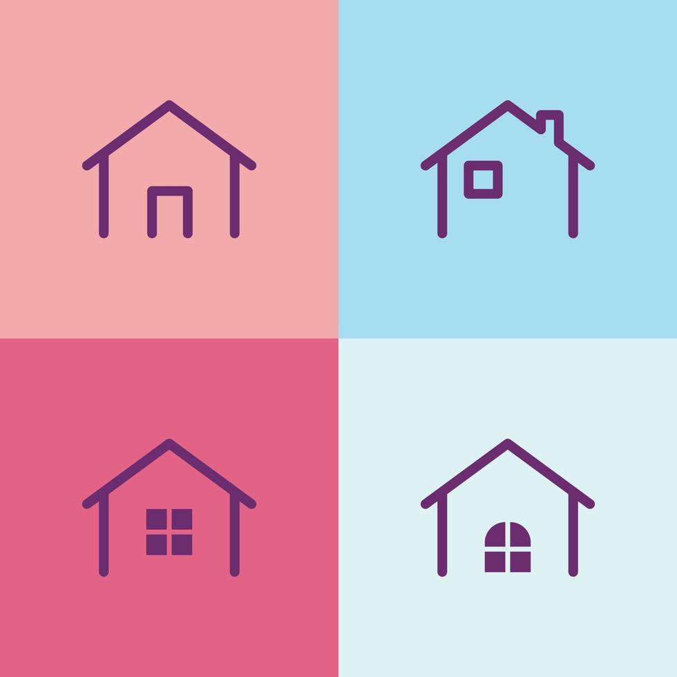 conjunto de icono de casa mínima, ilustración vectorial. vector