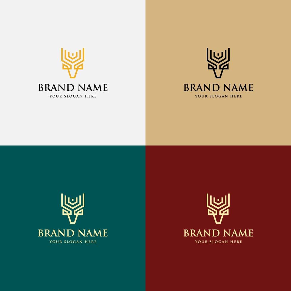 Creative modern line art style minimal deer head logo design concept template vector illustration for hunting company branding or business startup