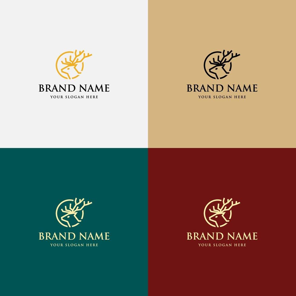 Creative modern line art style minimal deer head logo design concept template vector illustration for hunting company branding or business startup