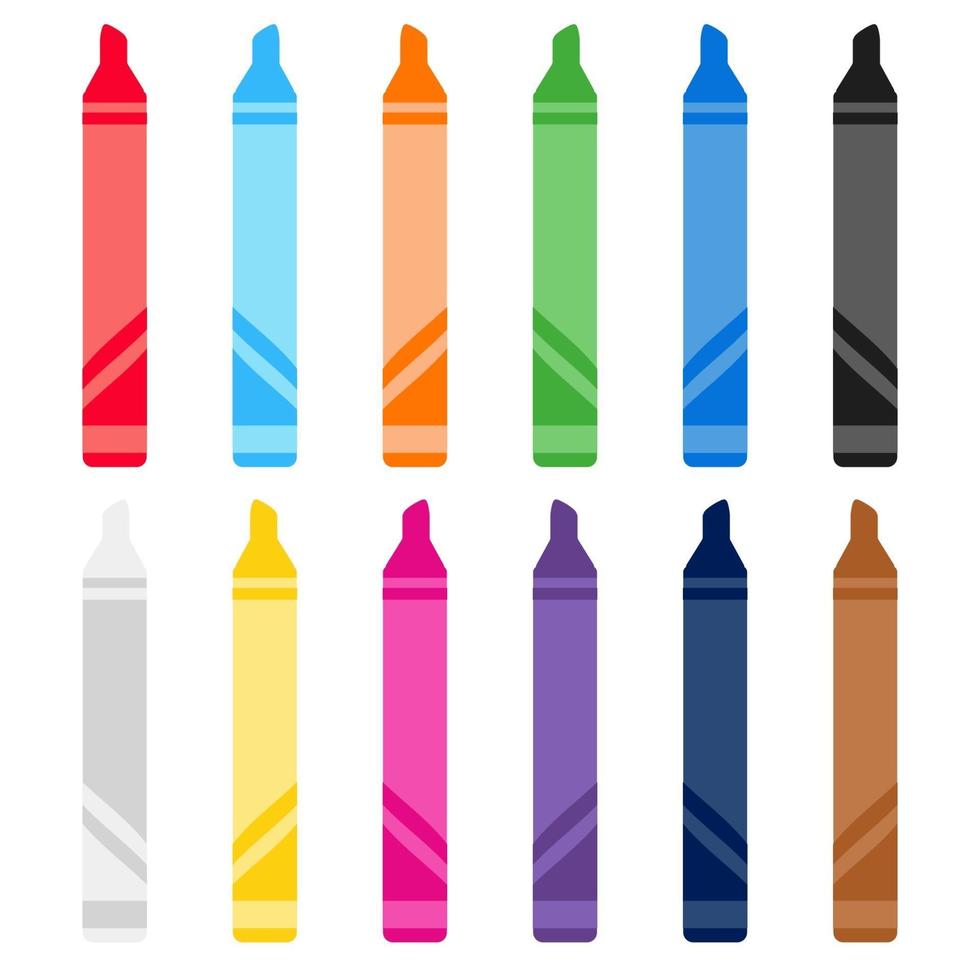 paquete de imágenes prediseñadas de crayones de colores vector