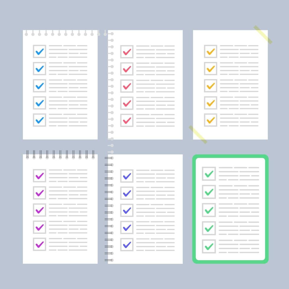 Flat to Do Check List Collection vector