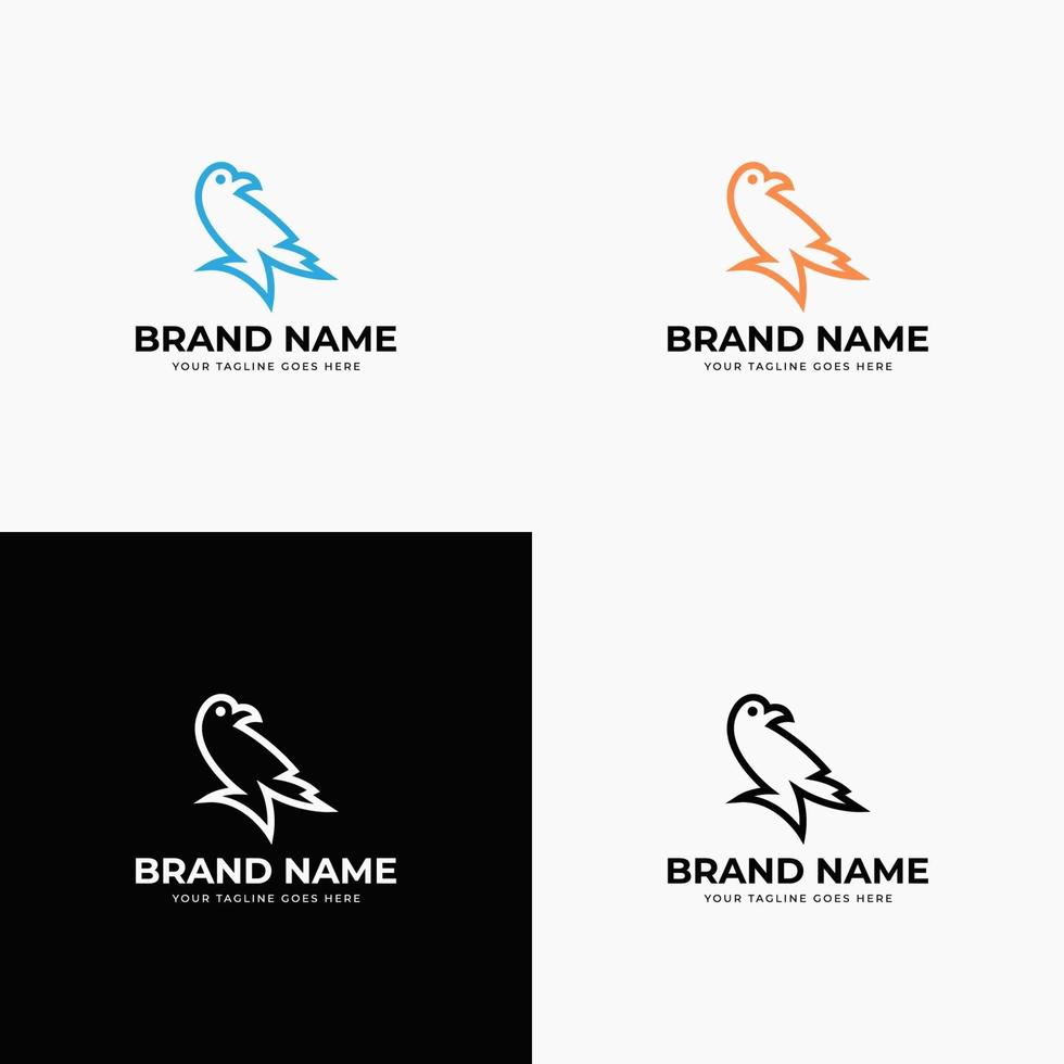 estilo de arte de línea moderna creativa logotipo de pájaro mínimo hipster vintage retro vector diseño concepto plantilla ilustración para marca de empresa de tienda de aves o inicio de negocios