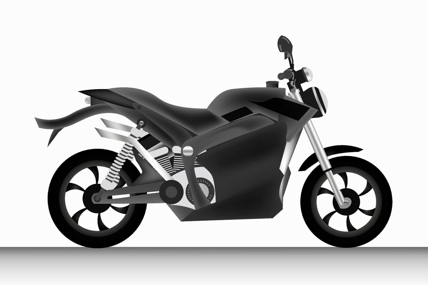 Realistic Black Motorcycle on White Background vector