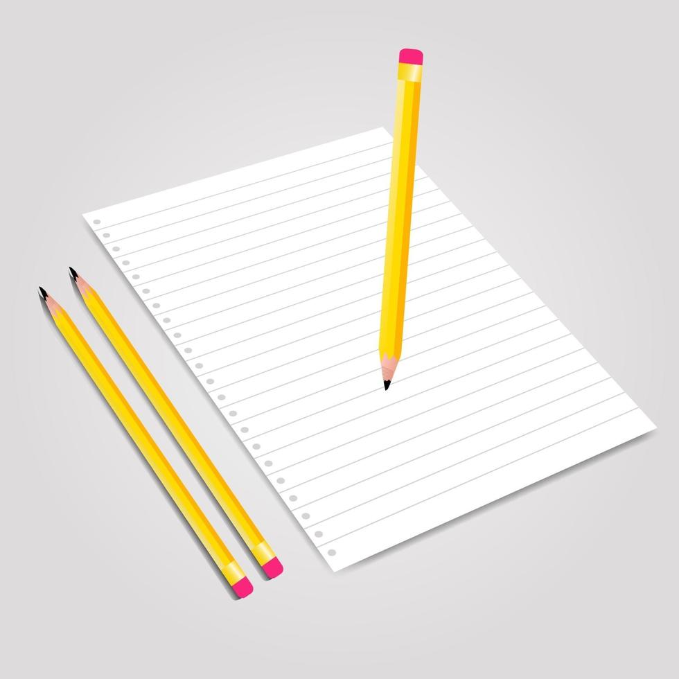 lápiz amarillo escribiendo en papel vector