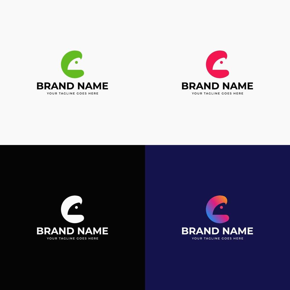 Negative space chameleon logo design template vector illustration. Lizard animal, Exotic animal, Chameleon logo template. Creative chameleon logo icon design