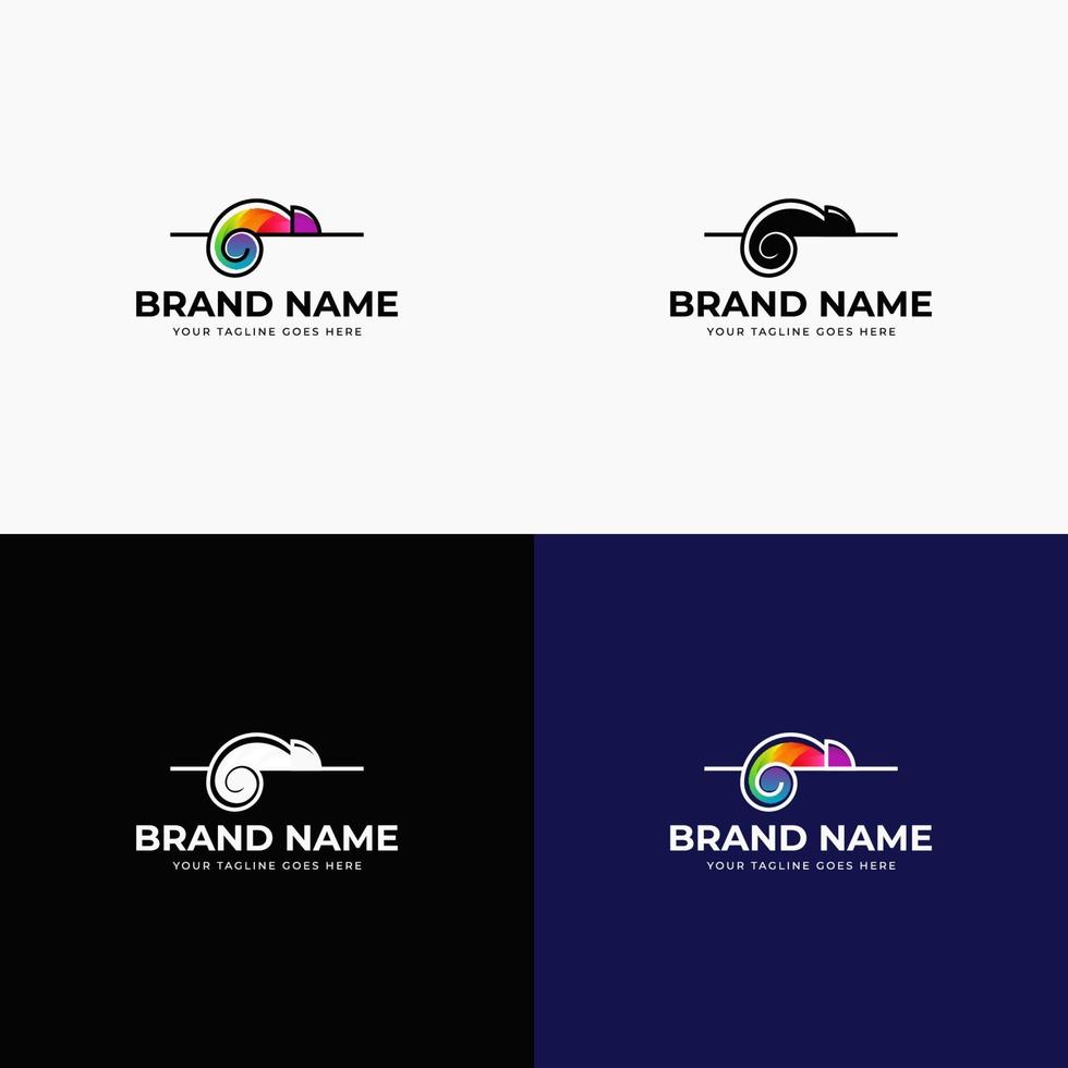 Trendy colorful chameleon logo design template vector illustration. Lizard animal, Exotic animal, Chameleon logo template. Creative chameleon logo icon design