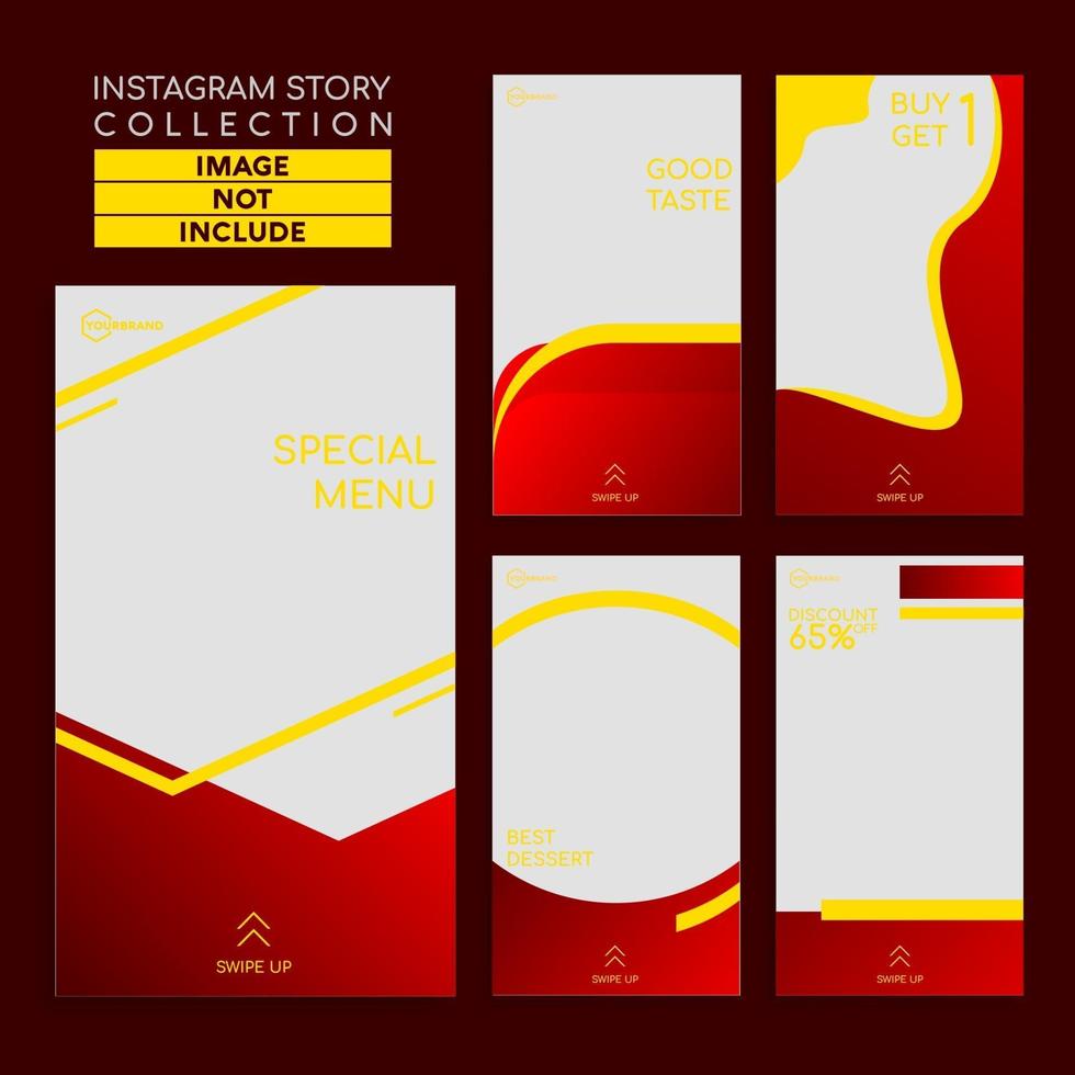 Minimalist food menu social media stories template vector