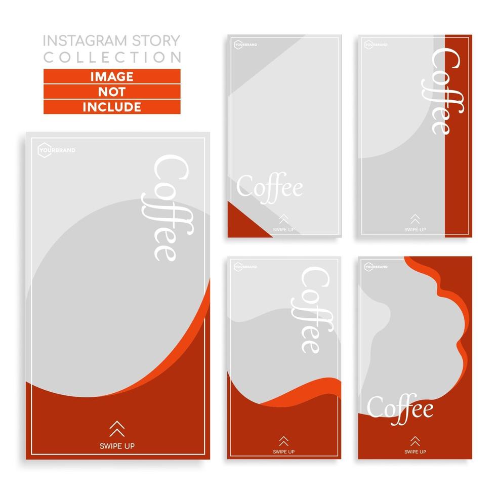 Minimalist coffee shop social media stories template vector