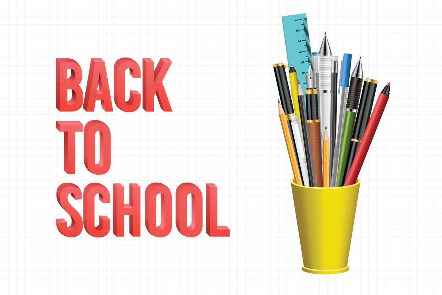 Back to school background with pens and pencils vector