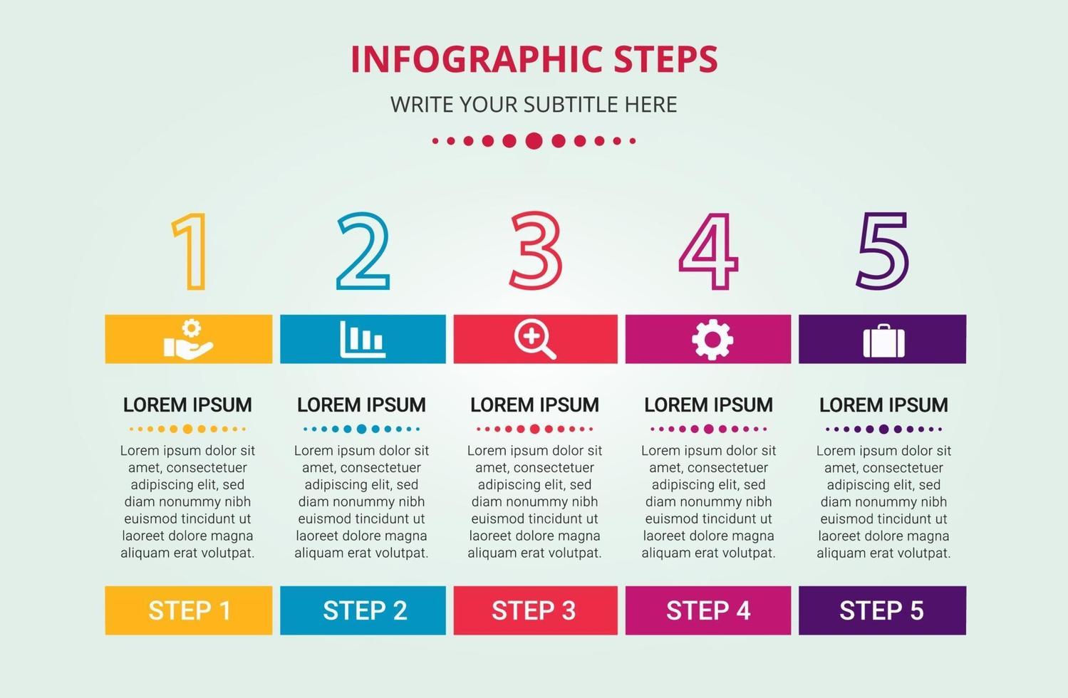 elegante plantilla de infografía de 5 pasos vector