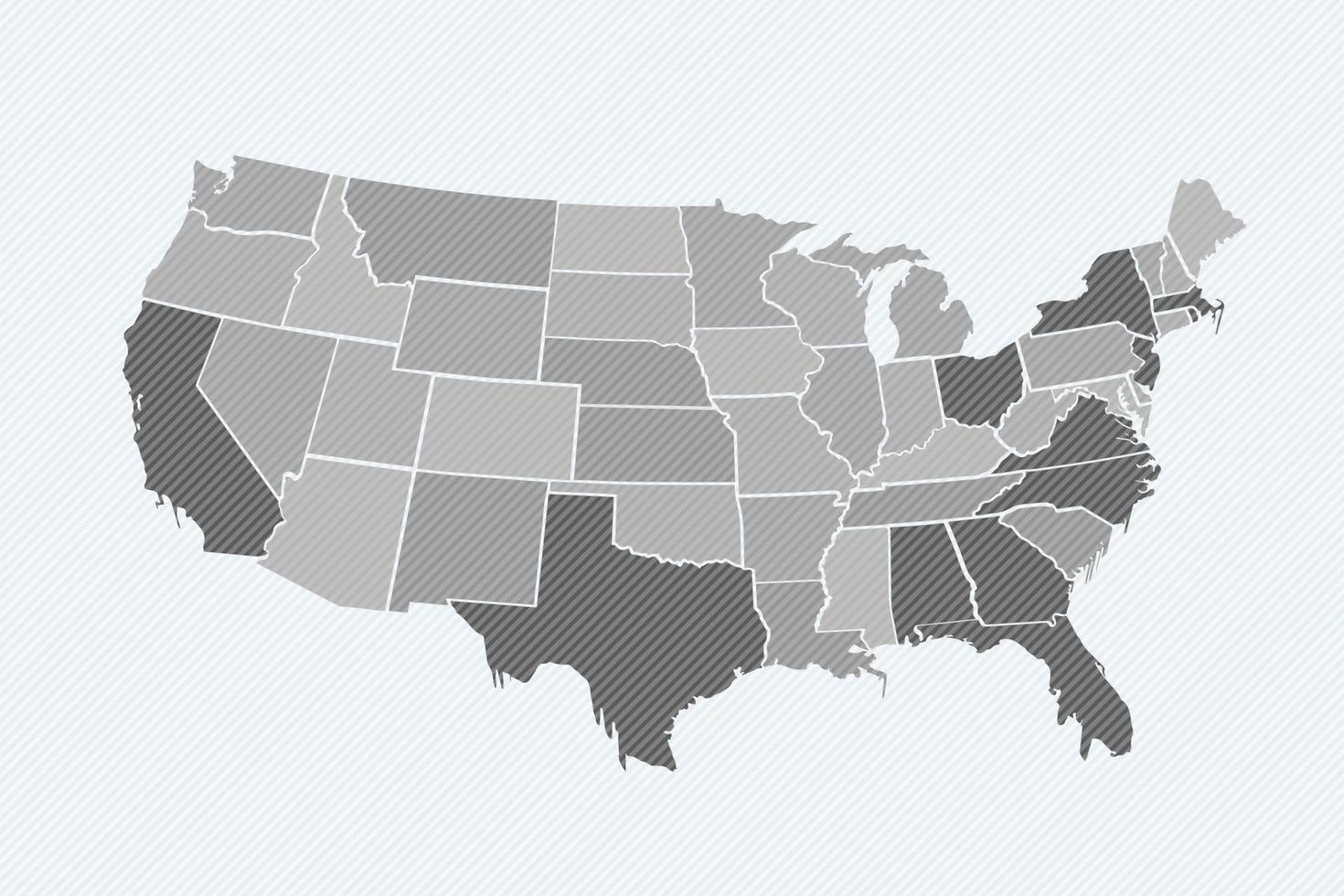 fondo gris mapa de estados unidos vector