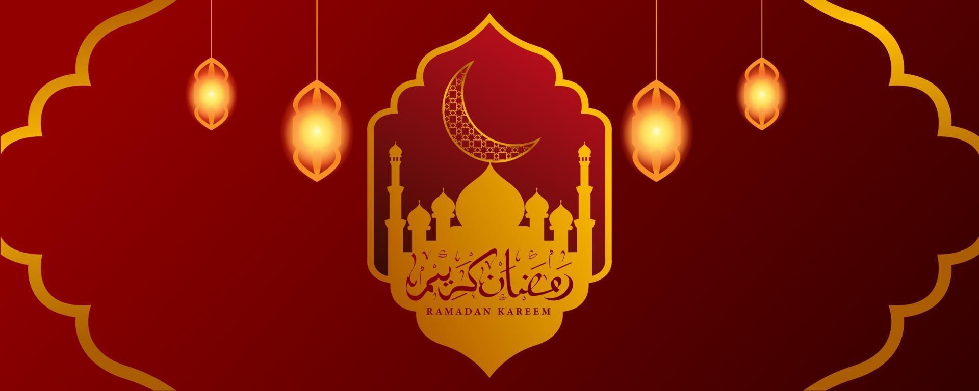 Ramadán Kareem con adornos de oro. vector