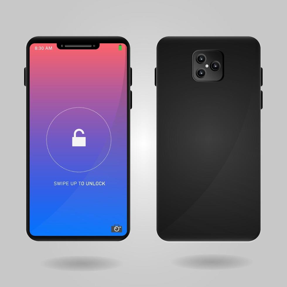 Realistic Mobile Phone Mockup With Gradient Screen vector