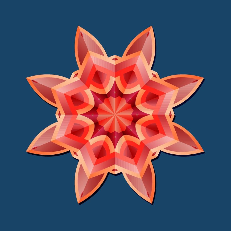 This is a polygonal pattern. This is a red geometric mandala. Asian floral pattern. vector