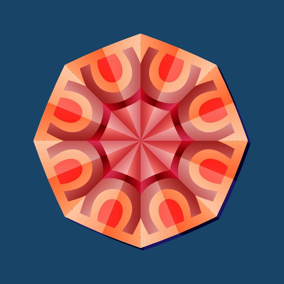 This is a polygonal pattern. This is a red geometric mandala. Asian floral pattern. vector