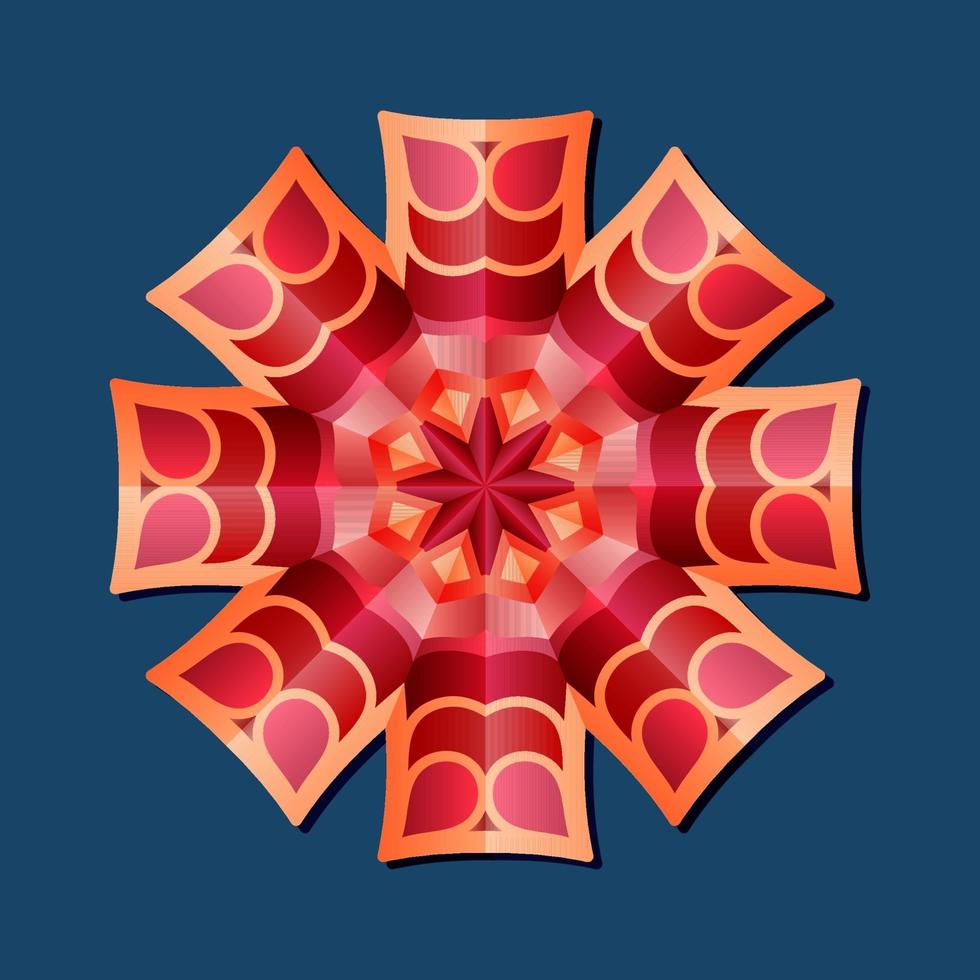 este es un patrón poligonal. este es un mandala geométrico rojo. patrón floral asiático. vector