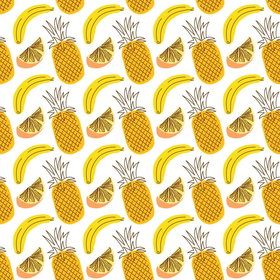 seamless wrap pattern with fruit pineapple, banana, orange . Seamless pattern with fruit background. Vector illustrations for seamless wrap design.