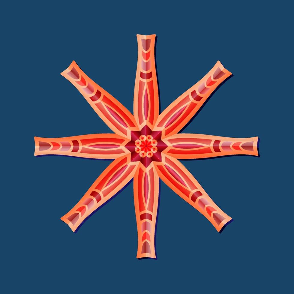 This is a polygonal pattern. This is a red geometric mandala. Asian floral pattern. vector