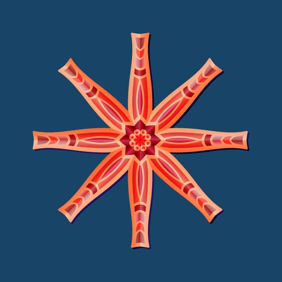 este es un patrón poligonal. este es un mandala geométrico rojo. patrón floral asiático. vector