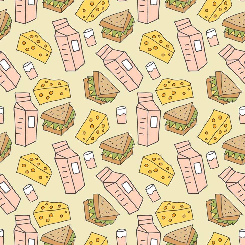 pattern seamless with junk food kids doodle element. fast food seamless background in doodle style vector