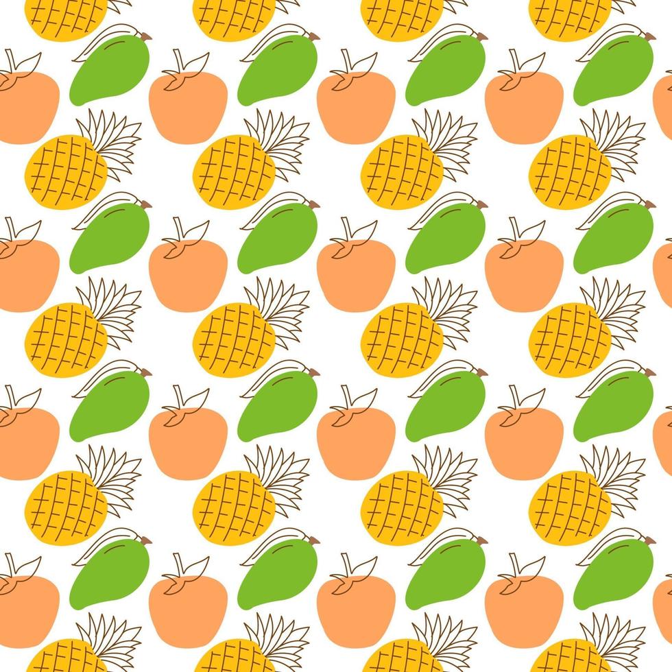seamless wrap pattern fruit element. Elegant seamless pattern with orange, mango, pineapple fruits design elements. Fruit pattern for invitations, cards, print, seamless wrap, manufacturing, textile, fabric, wallpapers, caffe menu. vector