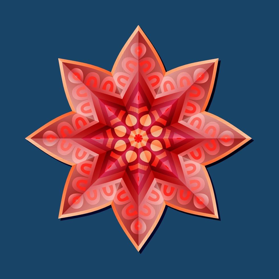 This is a polygonal pattern. This is a red geometric mandala. Asian floral pattern. vector