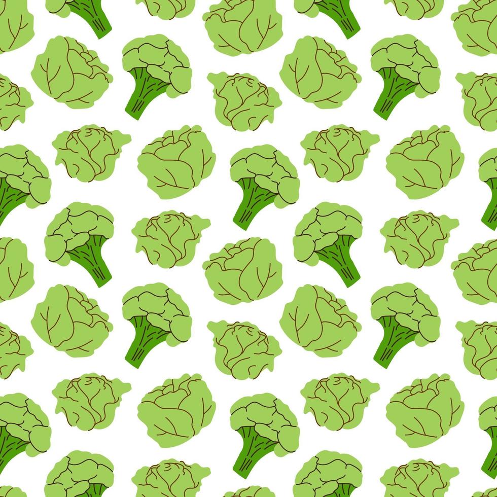 Seamless pattern vegetables with elements of broccoli, cabbage. Vector illustration