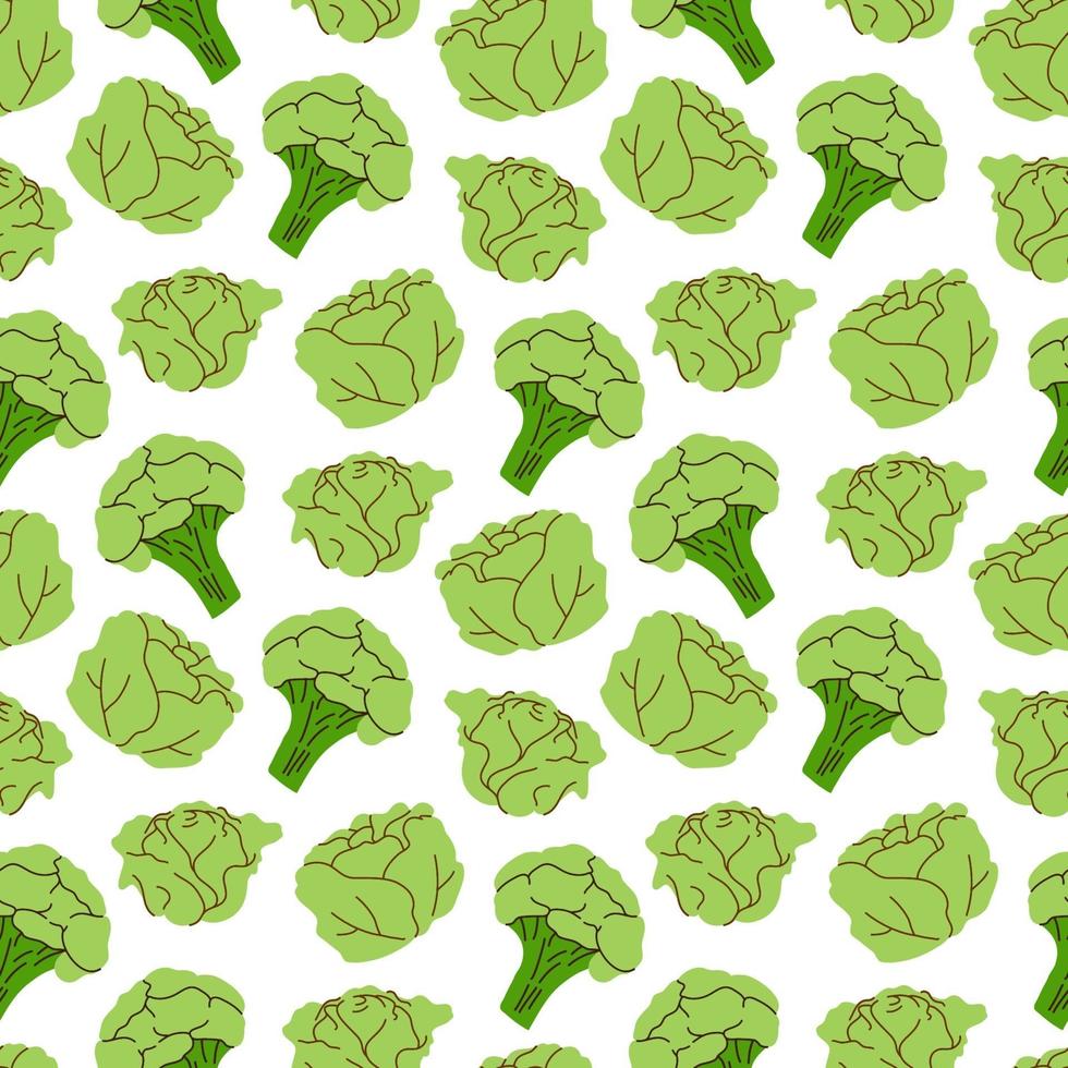 Seamless pattern vegetables with elements of broccoli, cabbage. Vector illustration