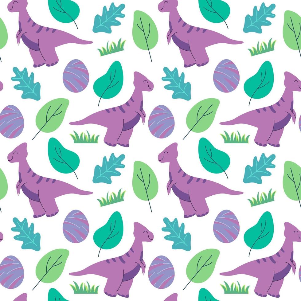 Divertidos dinosaurios de patrones sin fisuras, ideal para tarjetas, invitaciones, fiestas, pancartas, jardín de infantes, baby shower, preescolar y decoración de habitaciones para niños. vector