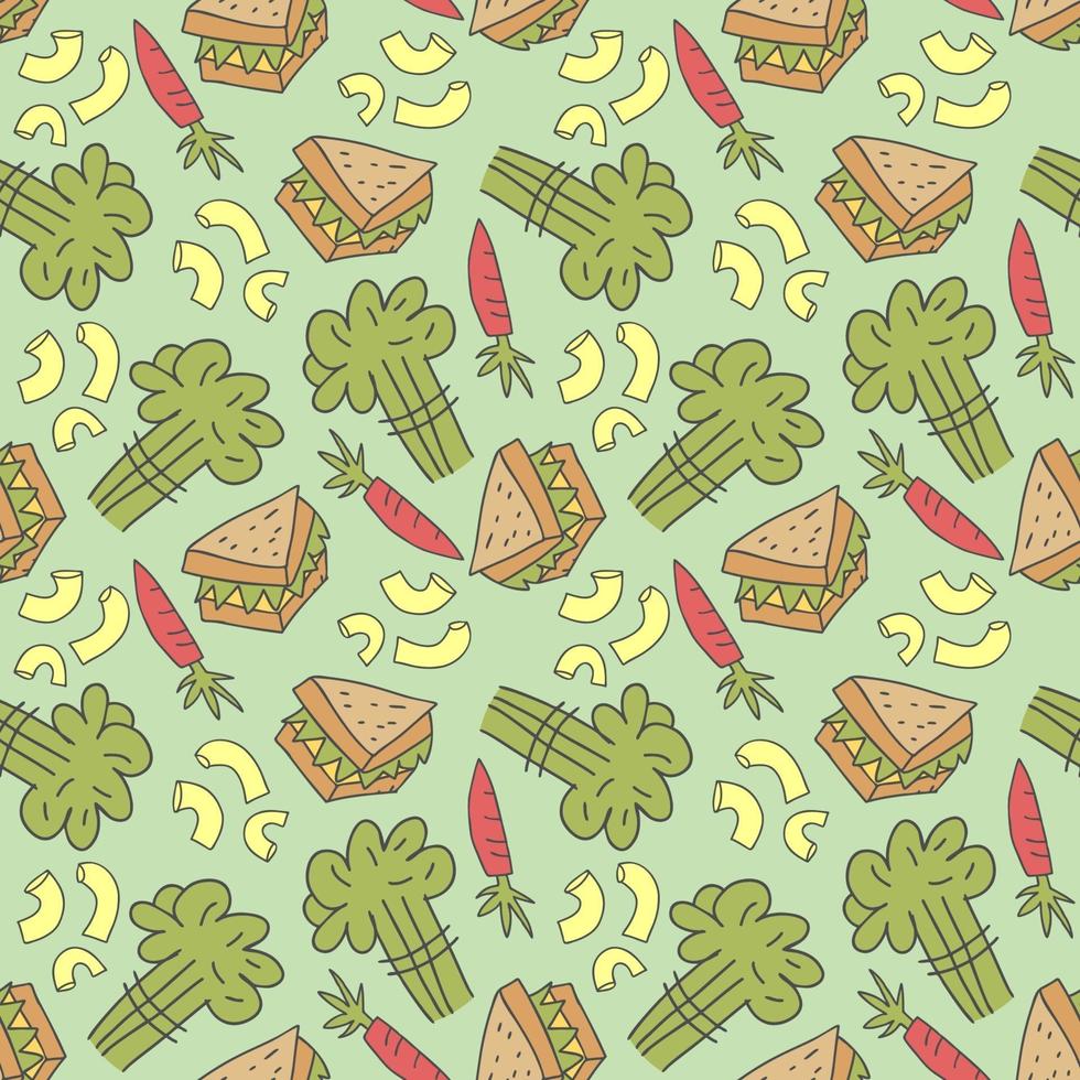 pattern seamless meal kids doodle element. food seamless background in doodle style vector