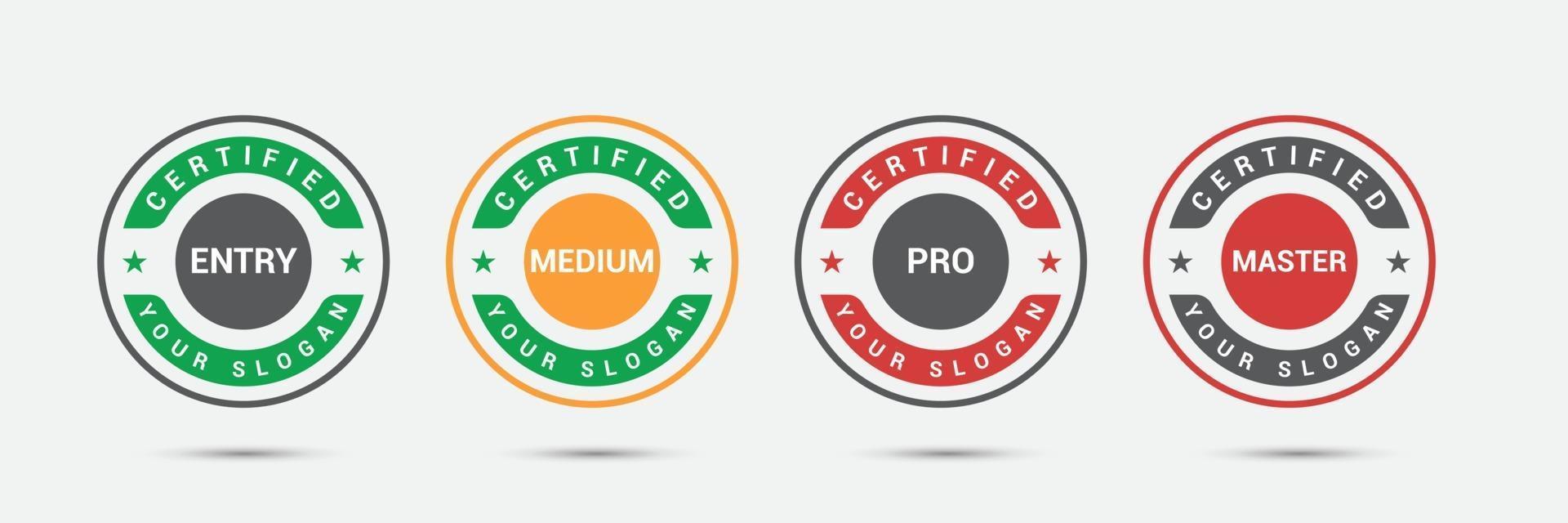 Professional business certified logo badge. Certification exam candidates label icon template. Vector illustration.