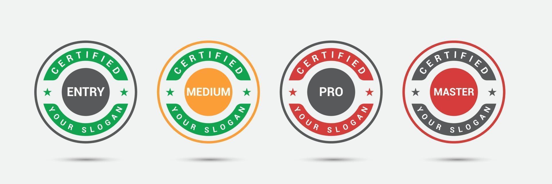 Professional business certified logo badge. Certification exam ...